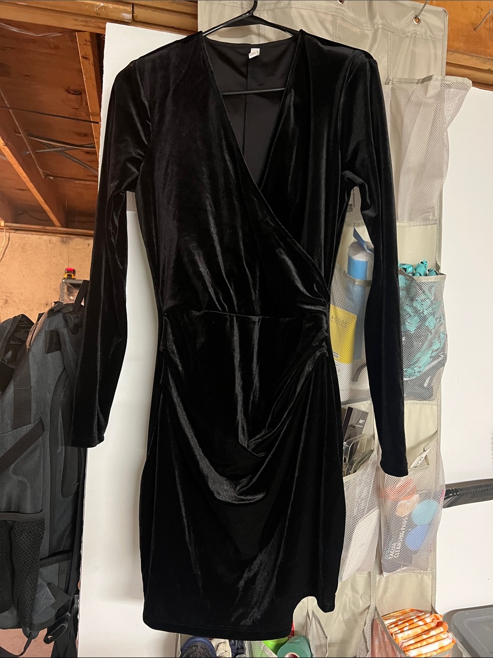 Gentle Fawn Black Velvet Long-Sleeve Wrap Dress